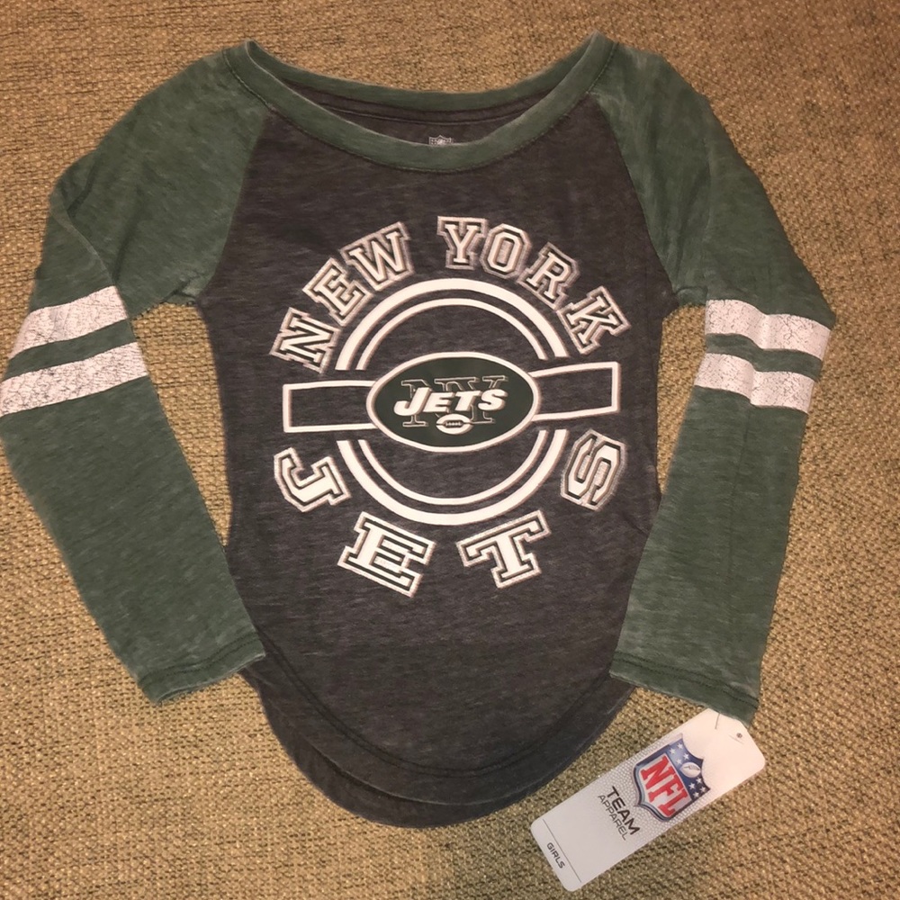 B2G1 NFL NHL NY Jets distressed raglan xs 4/5